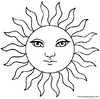 Lamina para colorear dibujos del verano. Sol para imprimir
